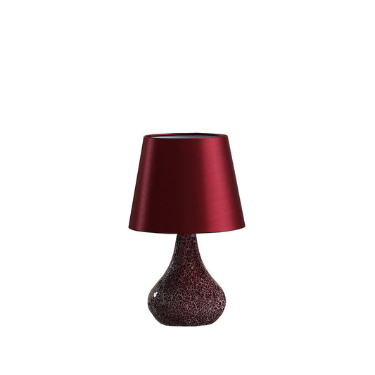 11" In Mosaic Red/Pink Glass Pattern Mini Polyresin Table Lamp