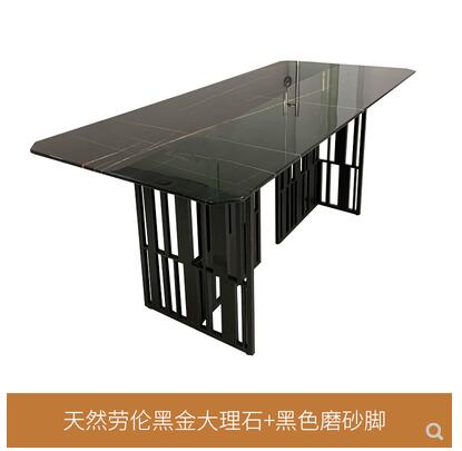 Rock marble rectangular dining table Nordic luxury industrial style desk brushed copper post-modern stainless steel table - Image 4