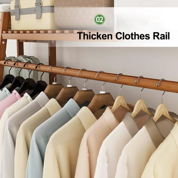 7 Shelves Bamboo Coat Rack Floor Shelf Stand with Multifunction 5-tier Storage Rack Organizer Garment Clothes Holder Shelves - Image 5