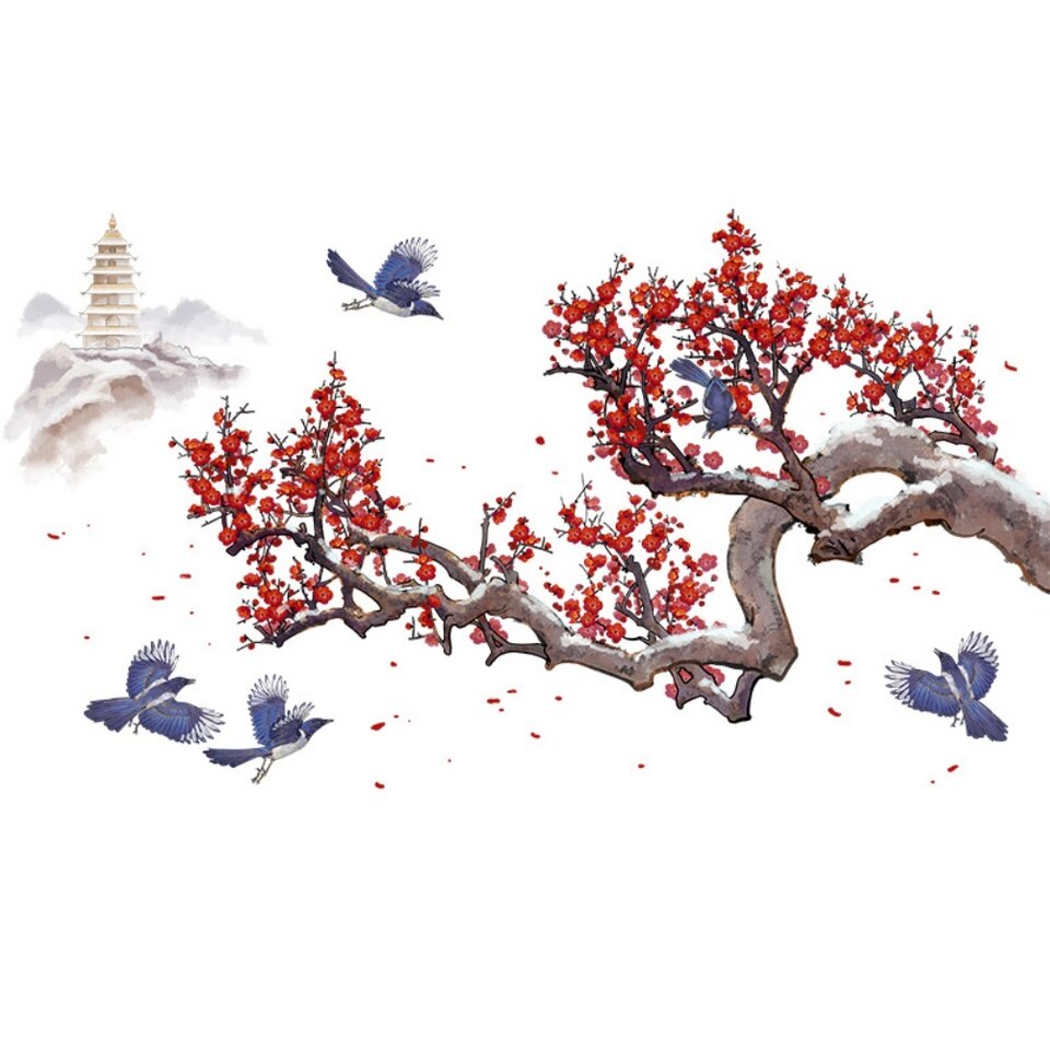 Bamboo Leaves Birds Wall Sticker Decals - Image 6