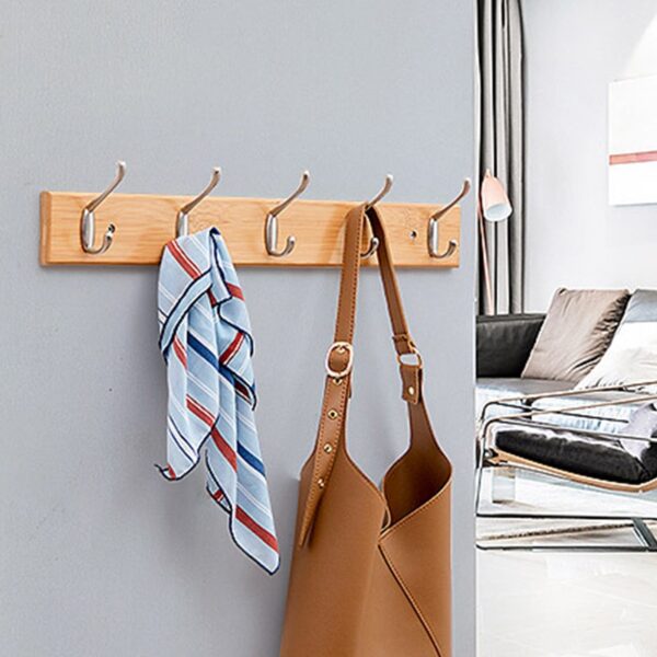 Coat Rack Bamboo Hallway Hat Hook Hanger Bedroom Door Wall-Mounting Hook Corner Room Kitchen Toilet Wall Bracket - Image 4