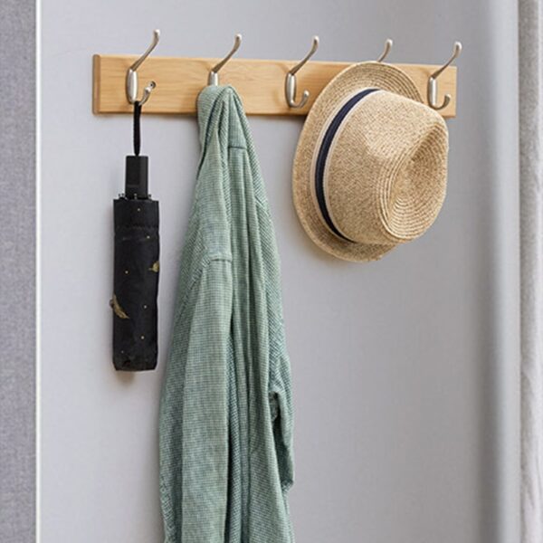Coat Rack Bamboo Hallway Hat Hook Hanger Bedroom Door Wall-Mounting Hook Corner Room Kitchen Toilet Wall Bracket - Image 10