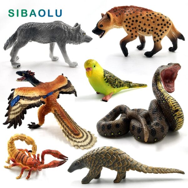 Simulation Wolf Kangaroo Parrot bird Snake Animal model figurine home decor miniature fairy garden