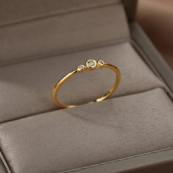 Zircon Engagement Wedding Rings For Women Gold Color Stainless Steel