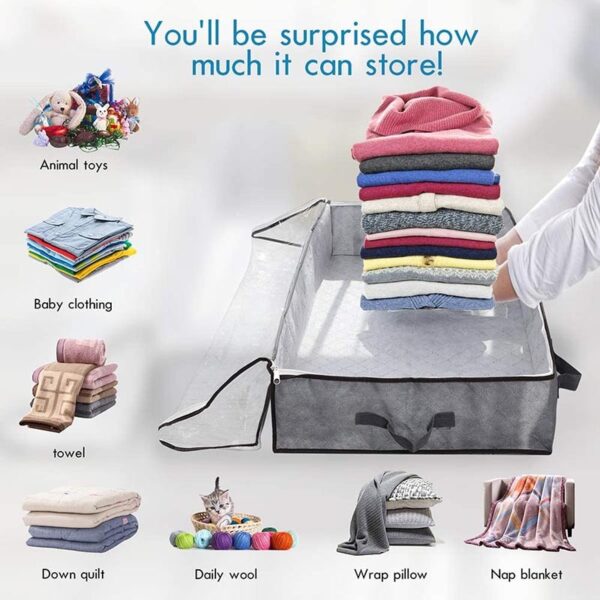 Under Bed Storage Bag Clothes Quilt Blanket Storage Bin - Image 2