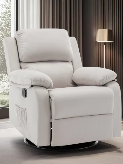 Recliner Chair, 360 Swivel Rocker Chair for Adults, Small Rocking Recliner for Small Spaces, Upholstered Fabric Glider Recliner