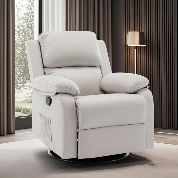 Recliner Chair, 360 Swivel Rocker Chair for Adults, Small Rocking Recliner for Small Spaces, Upholstered Fabric Glider Recliner
