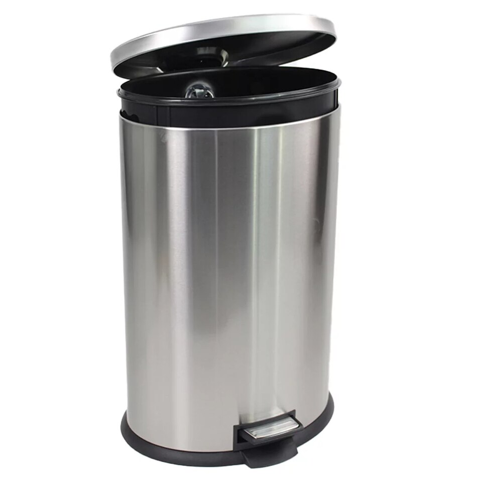 10.5 Gallon Trash Can, Black Stainless Steel Oval Kitchen Trash Can - Image 2