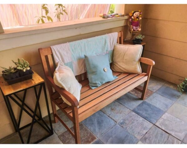 4-Feet Patio Wood Bench Garden Outdoor Bench with Eucalyptus Wood - Image 6