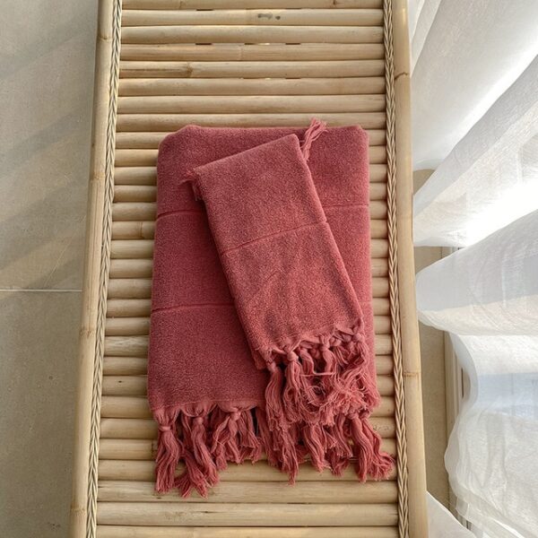 Turkey Tassel Bath Towel Plush Washcloth Washed Worsted Cotton Soft Absorbent Japanese Bathroom - Image 8
