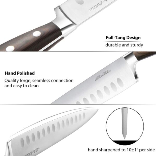 7pcs/8pcs Set Wood Handle Kitchen Knives Kitchen Cutting Tool Block Set With Sharpener 1.4116 Stainless Steel Blade Scissors - Image 2