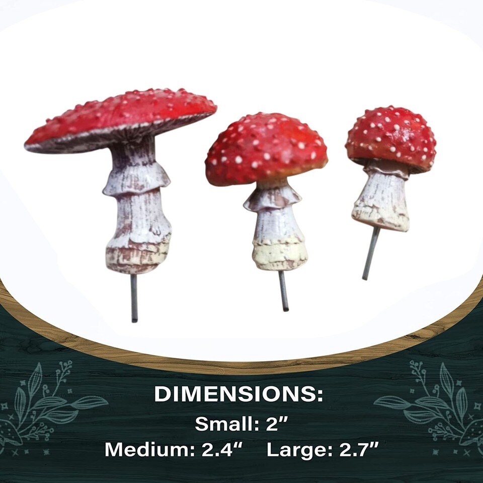 3PCS Fairy Garden Miniatures Mini Mushroom - Image 2