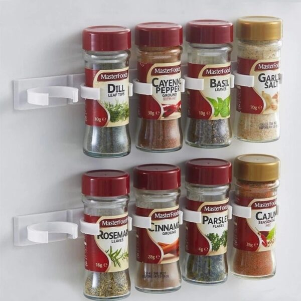 Kitchen Organizer Spice Clips Bottle Rack Wall Mount - Image 2
