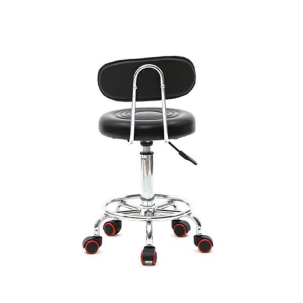 US Ready Stock Rolling  Swivel Pu  Leather Salon Stool Chair With Back Support For Office - Image 3