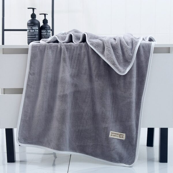 Bamboo Charcoal Coral Velvet Fiber Bath Towel Adult Quick-drying Soft Absorbent Solid Color - Image 8