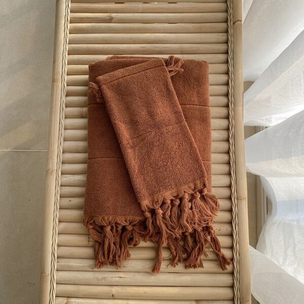 Turkey Tassel Bath Towel Plush Washcloth Washed Worsted Cotton Soft Absorbent Japanese Bathroom - Image 6