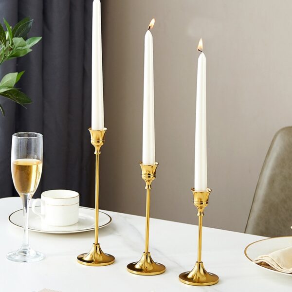 Retro Bronze Candle Holders Wedding Party Vintage Metal - Image 2