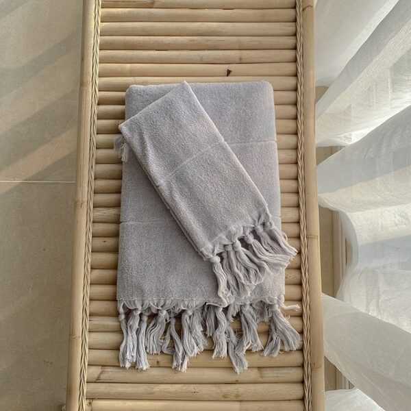 Turkey Tassel Bath Towel Plush Washcloth Washed Worsted Cotton Soft Absorbent Japanese Bathroom - Image 5