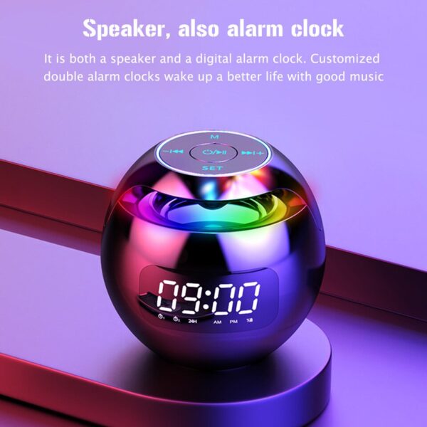 Spherical Music Player Clock Bluetooth-compatible 5.0 Speaker LED Screen Wake Up Clocks
