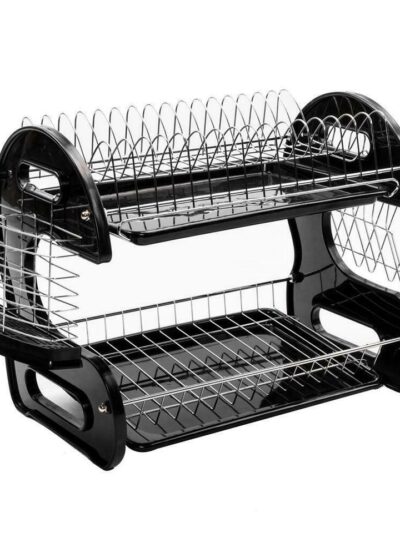 2-Tier Dish Drying Rack Stainless Steel Drainer Kitchen Storage Space Saver NEW