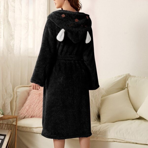 Thicken Fuzzy Robes Bathrobe Long Women Cute Ear Warm Hooded Robe Rabbit Flannel Kimono Bath Robe Dressing Gown Velvet Sleepwear - Image 16