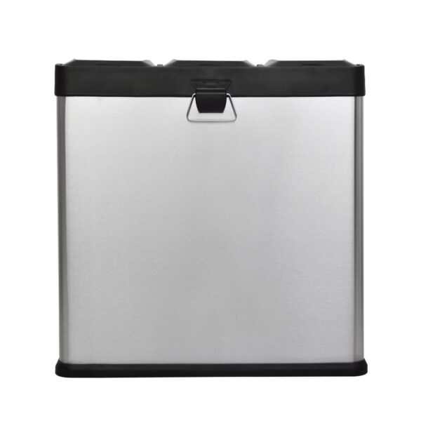 Trash Can 3-Compartment Stainless Steel Kitchen Trash And Recycling Bin, 16 Gal - Image 4