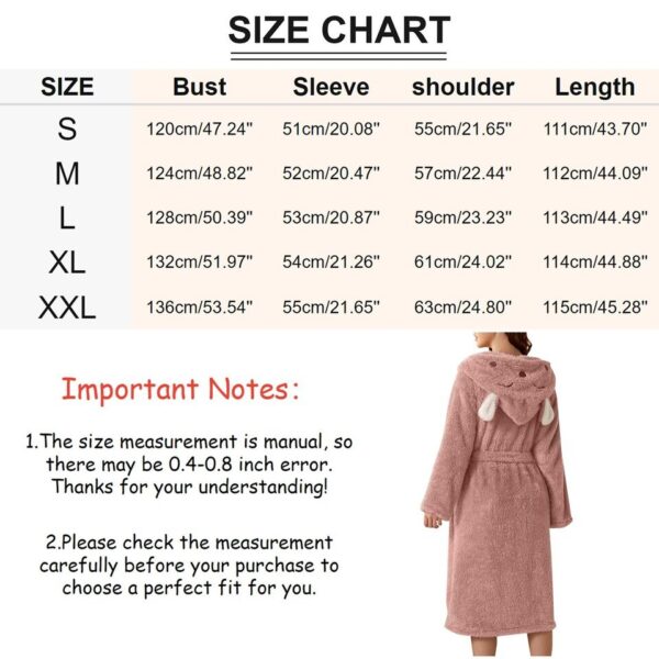Women Robes Sleepwear Cute 3D Ear Hooded Flannel Bathrobe Soft And Warm Double Faced Velvet - Image 5