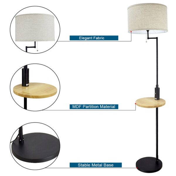 Depuley Nordic Vertical Gold USB Charging Floor Lamp Pole Floor Light Drum Shade - Image 7