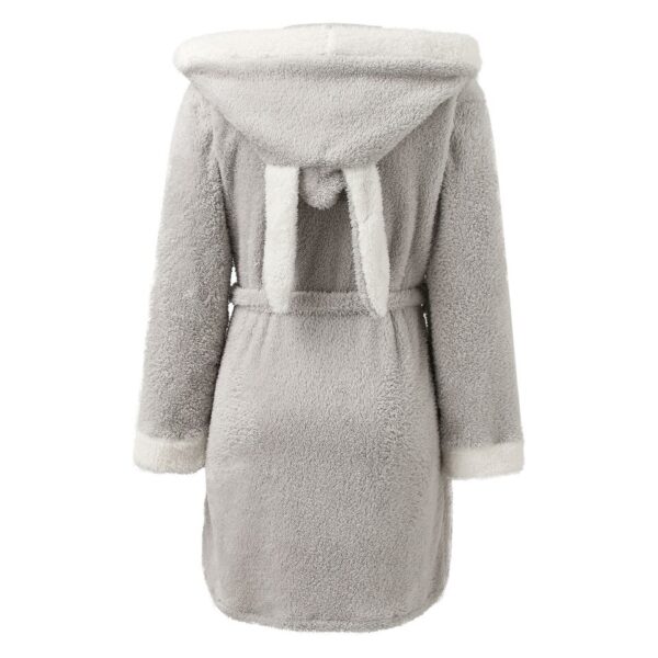 Cute Rabbit Bunny 3d Ear Hooded Robes Pajama Womens Winter Flannel Bathrobe Warm Bathrobe - Image 9