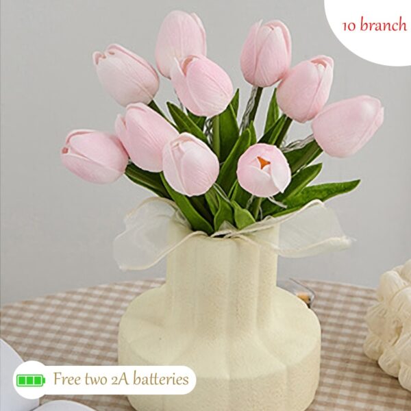 Tulips Artificial Flowers LED Night Light Interior Decoration Bouquet Lamp Simulation Tulip Table Lamp Bedside Atmosphere Light - Image 5