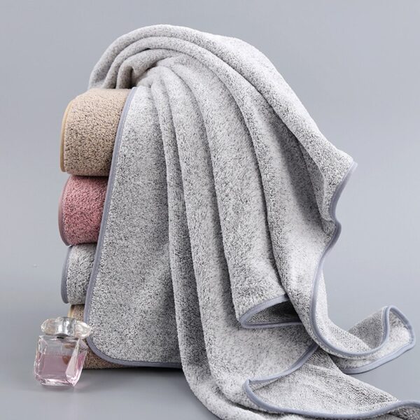 Bamboo Charcoal Coral Velvet Fiber Bath Towel Adult Quick-drying Soft Absorbent Solid Color - Image 15