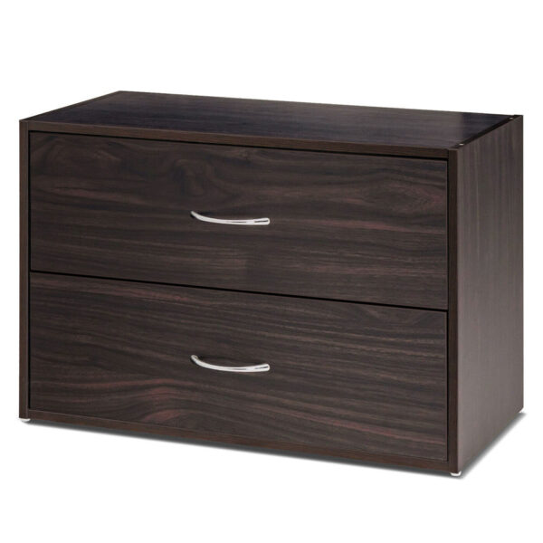 Costway 2-Drawer Dresser Stackable Horizontal Storage Organizer w/Handles Espresso