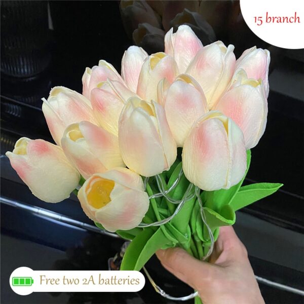 Tulips Artificial Flowers LED Night Light Interior Decoration Bouquet Lamp Simulation Tulip Table Lamp Bedside Atmosphere Light - Image 8