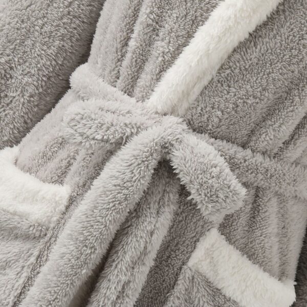 Cute Rabbit Bunny 3d Ear Hooded Robes Pajama Womens Winter Flannel Bathrobe Warm Bathrobe - Image 5