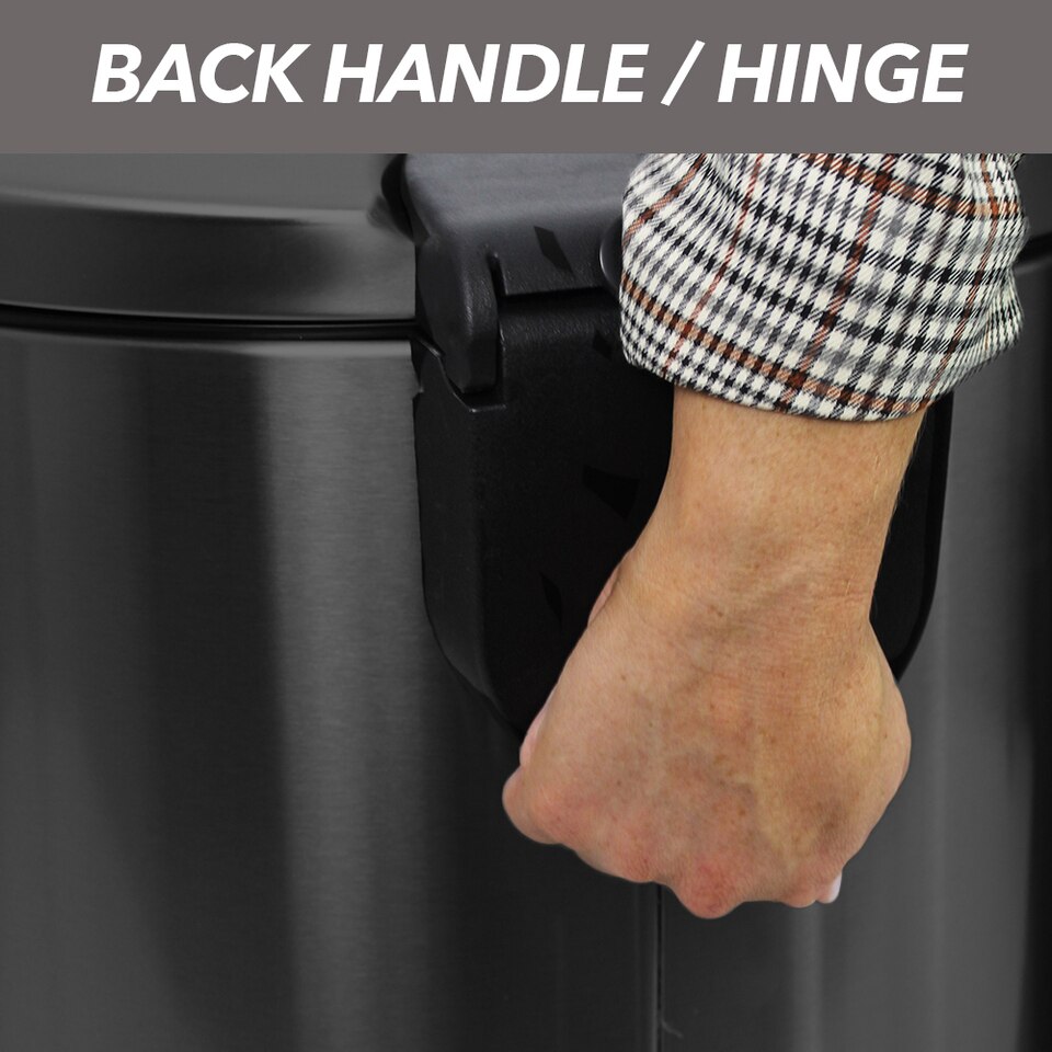 10.5 Gallon Trash Can, Black Stainless Steel Oval Kitchen Trash Can - Image 6