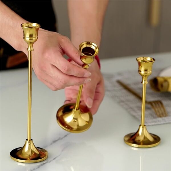 Retro Bronze Candle Holders Wedding Party Vintage Metal - Image 4