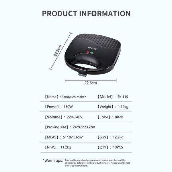 750W Mini Sandwich Machine Breakfast Maker - Image 5