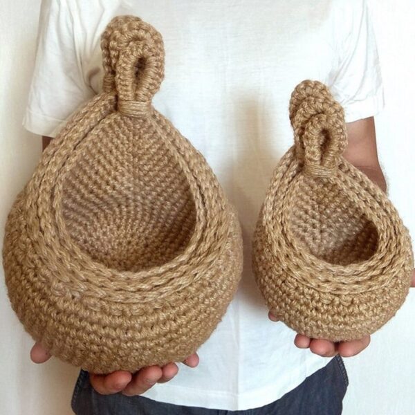 Vegetable Fruit Baskets Natural Jute Woven Hanging Baskets for Kitchen - Image 8