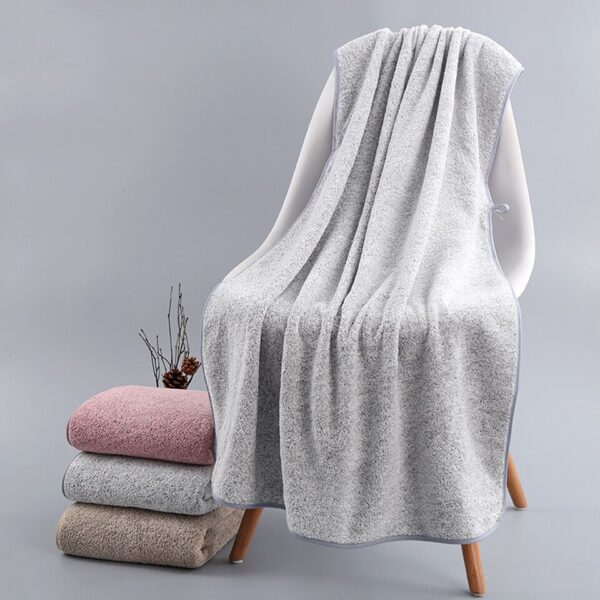 Bamboo Charcoal Coral Velvet Fiber Bath Towel Adult Quick-drying Soft Absorbent Solid Color - Image 5