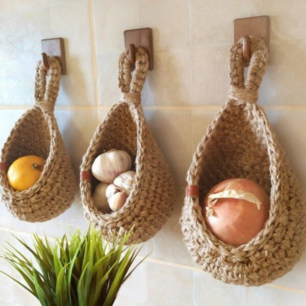 Vegetable Fruit Baskets Natural Jute Woven Hanging Baskets for Kitchen - Image 7