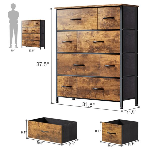 EnHomee 2.5/5mm Bedroom wooden Dresser  Storage Cabinet with 8 Drawers - Image 7