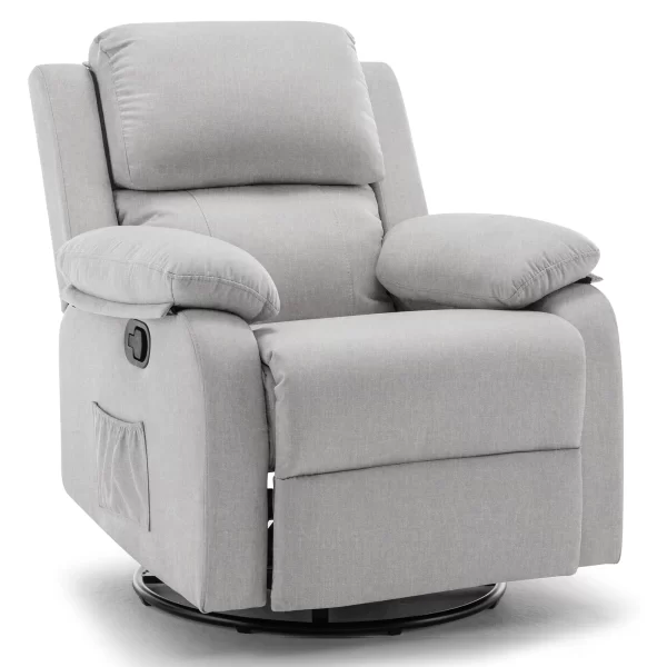 Recliner Chair, 360 Swivel Rocker Chair for Adults, Small Rocking Recliner for Small Spaces, Upholstered Fabric Glider Recliner - Image 7