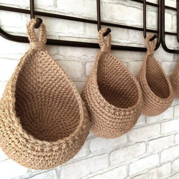 Vegetable Fruit Baskets Natural Jute Woven Hanging Baskets for Kitchen - Image 4