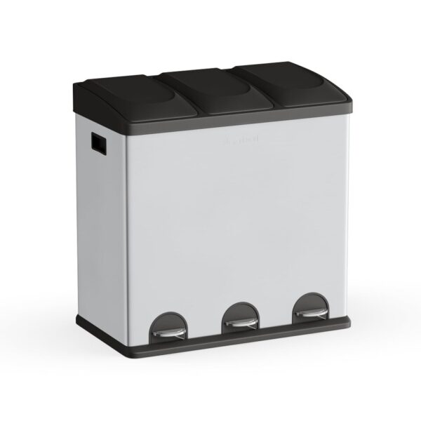 Trash Can 3-Compartment Stainless Steel Kitchen Trash And Recycling Bin, 16 Gal - Image 7