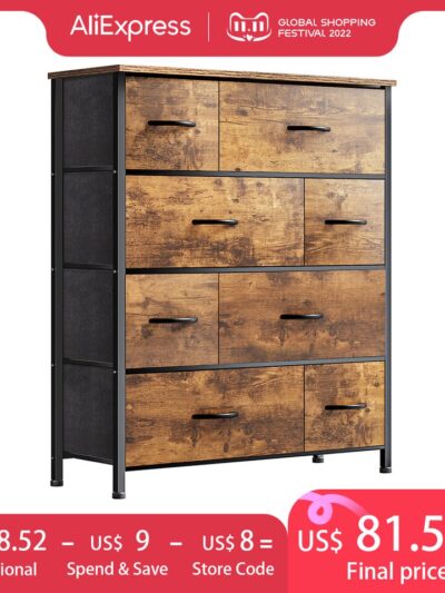 EnHomee 2.5/5mm Bedroom wooden Dresser  Storage Cabinet with 8 Drawers