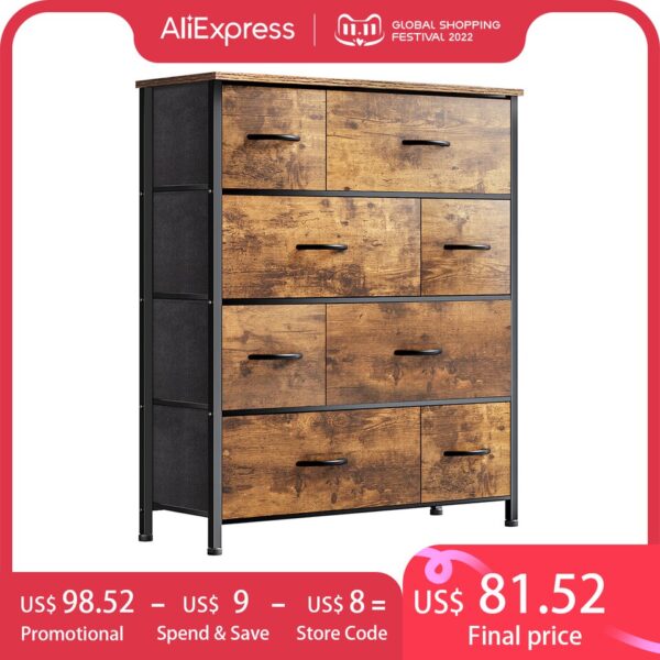 EnHomee 2.5/5mm Bedroom wooden Dresser  Storage Cabinet with 8 Drawers