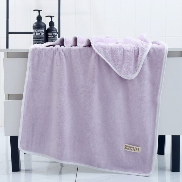 Bamboo Charcoal Coral Velvet Fiber Bath Towel Adult Quick-drying Soft Absorbent Solid Color - Image 3