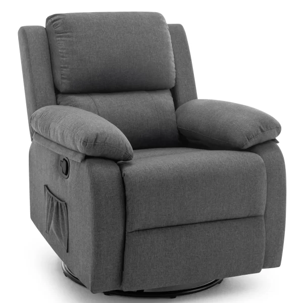 Recliner Chair, 360 Swivel Rocker Chair for Adults, Small Rocking Recliner for Small Spaces, Upholstered Fabric Glider Recliner - Image 8