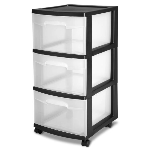 3 Drawer Cart Plastic, Black, Set of 2 Organizer Drawer  Plastic Drawer for Clothes - Image 7