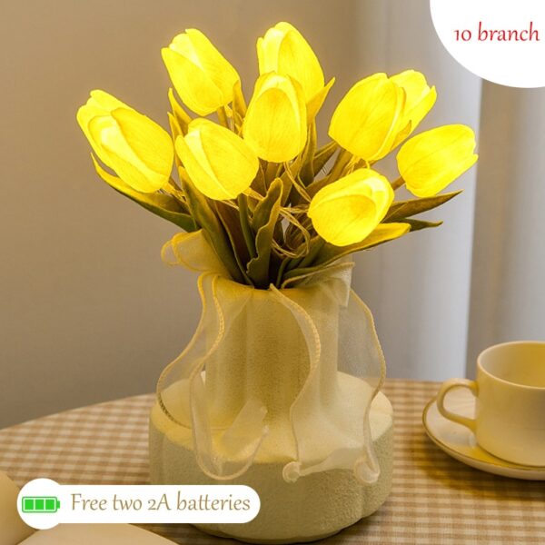Tulips Artificial Flowers LED Night Light Interior Decoration Bouquet Lamp Simulation Tulip Table Lamp Bedside Atmosphere Light - Image 10